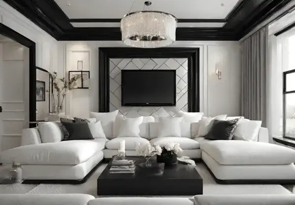Incorporating Furniture and Decor White Walls Black Trim